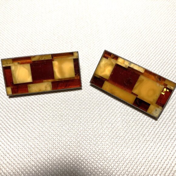 Sterling Silver Clip-On Earrings with Baltic Amber - Picture 4 of 4